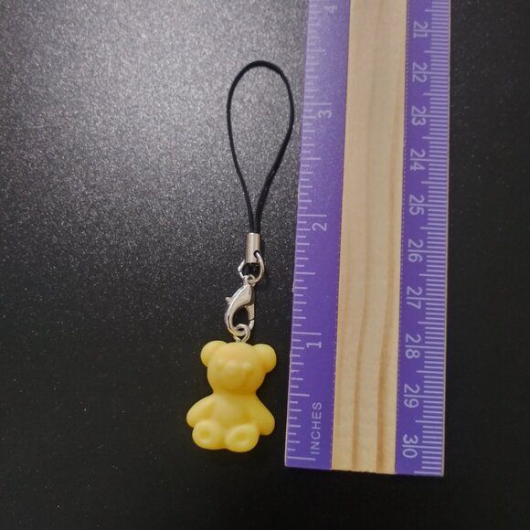 Yellow and Orange Teddy Bear Phone Charms with Lobster Clasp Set of 2 - Picture 5 of 8